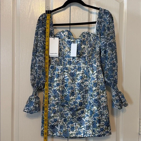 Lavish Alice Floral Print Ballom Sleeves Mini Dress Size 4 NWT - Picture 3 of 15